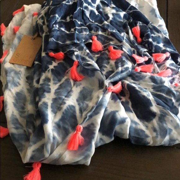 NWT Surf Gypsy Tassel Tie Dye Poncho Cover Up - Picture 3 of 5